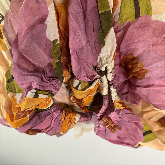 NWT Farm Rio Puff-Sleeve Boat-Neck Floral Blouse SZ M - Picture 4 of 8